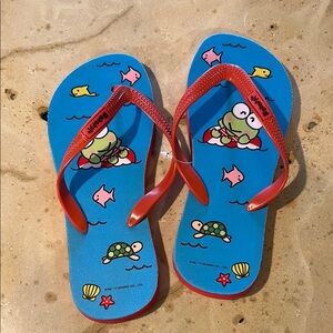 Sanrio Keroppi Women’s Blue and Red Flip Flops 9/10
